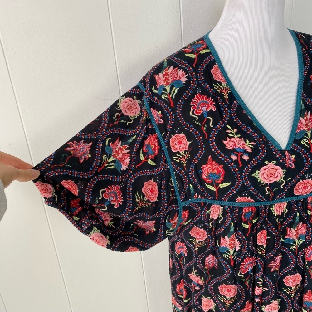 World Market Women’s Dress Floral Cottage Bohemian Short Sleeve Sz S/M Pockets - Picture 4 of 15